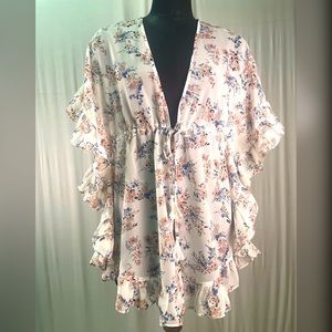 Floral white khaftan/ coverup